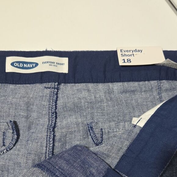 NWT Old Navy Blue 'Every Day' Linen Blend Shorts Mid-rise Relaxed Fit Size 18 - Picture 2 of 6